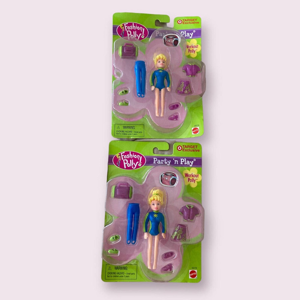 Lot of 2 Fashion Polly Party N Play Workout Polly